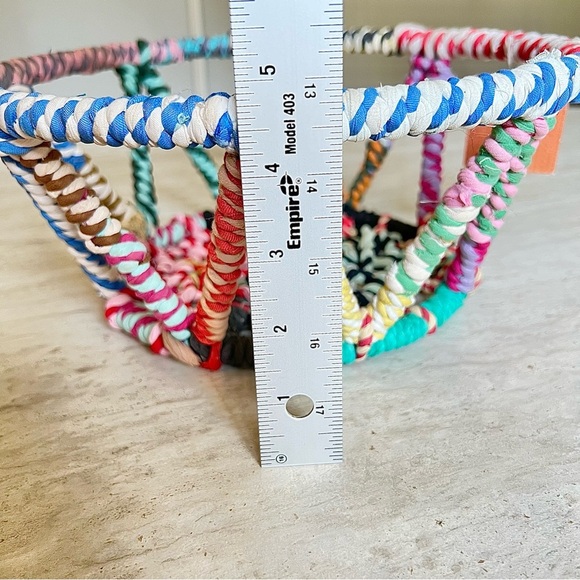 Boho Hand Wrapped Metal Decorative Bowl Basket Portofino Home NEW Colorful Decor - Picture 5 of 5